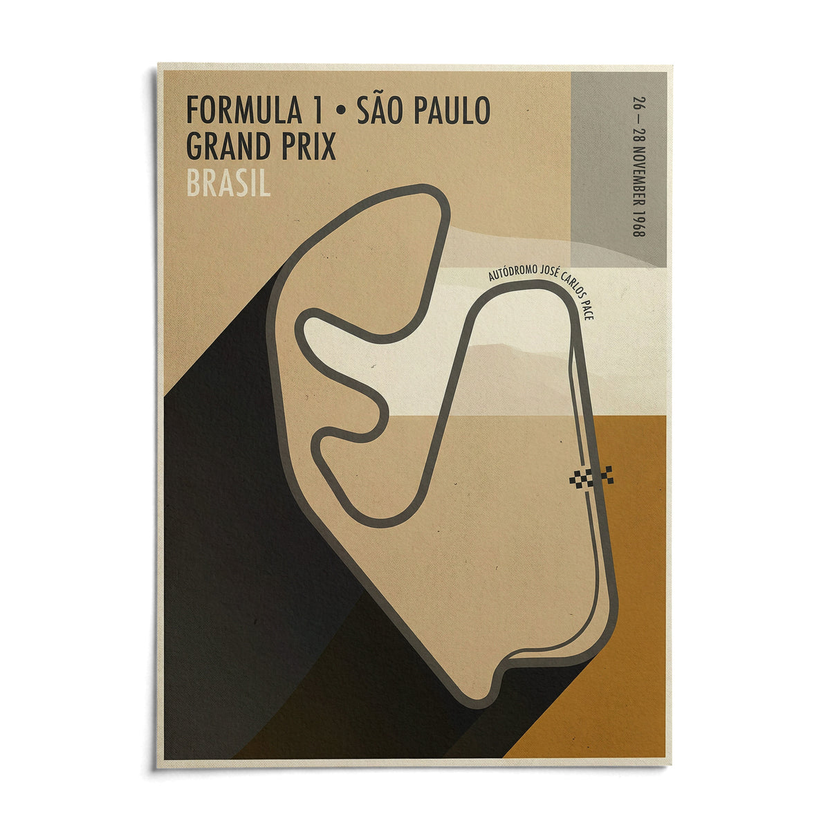 Sao Paulo Race Circuit Diagram Poster, shown as an unframed paper print on a plain white background