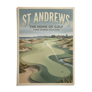 Scottish Links Golf Print, shown as an unframed paper print on a plain white background