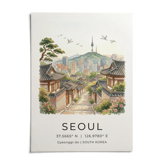 Seoul Landscape Art Print, shown as an unframed paper print on a plain white background