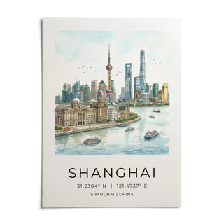 Shanghai City Art Print, shown as an unframed paper print on a plain white background