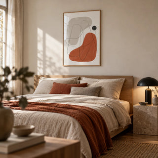 Simple Abstract Art, framed on the wall of a calm bedroom