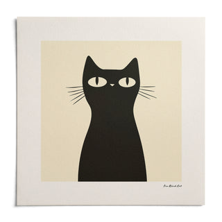 Simple Black Cat Art, shown as an unframed paper print on a plain white background