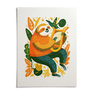 Sloth Art Print, shown as an unframed paper print on a plain white background