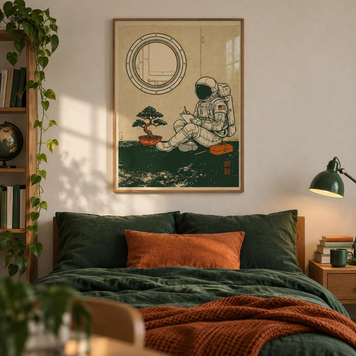 Astronaut Art Print, framed on the wall of a teenager's bedroom (13-17)