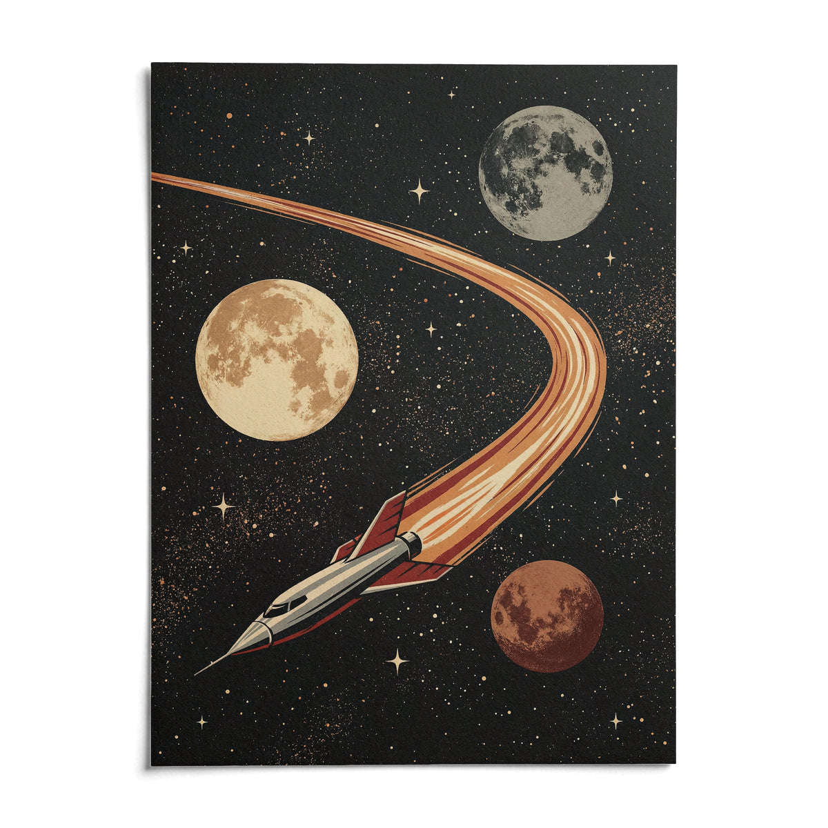 Space Themed Wall Art, shown as an unframed paper print on a plain white background