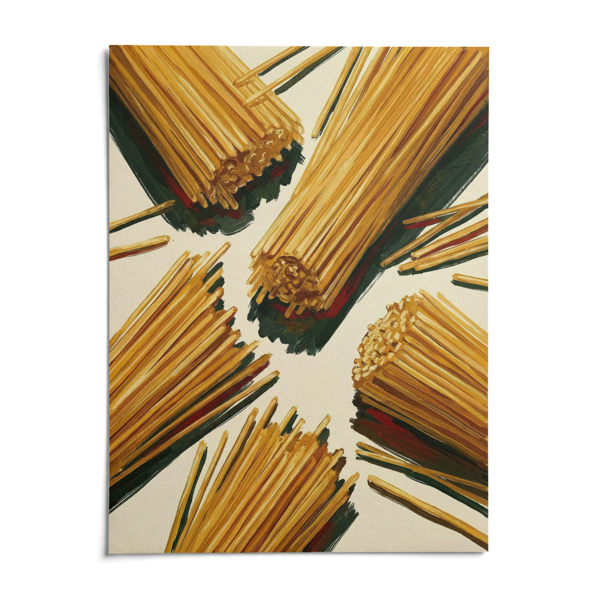 Spaghetti Wall Art, shown as an unframed paper print on a plain white background