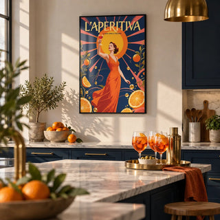Spritz Gift, framed on the wall of a modern kitchen