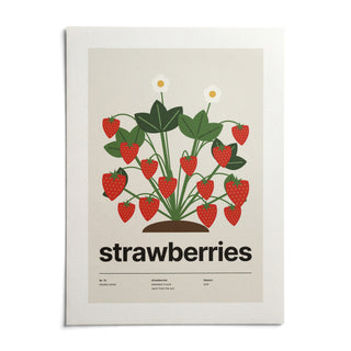 Strawberry Plant Print, shown as an unframed paper print on a plain white background