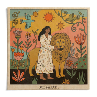 Strength Tarot Card Art, shown as an unframed paper print on a plain white background