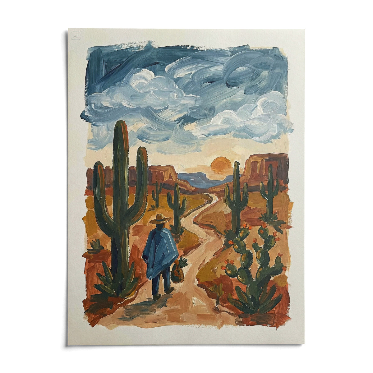 Sunset Cactus Poster Print, shown as an unframed paper print on a plain white background