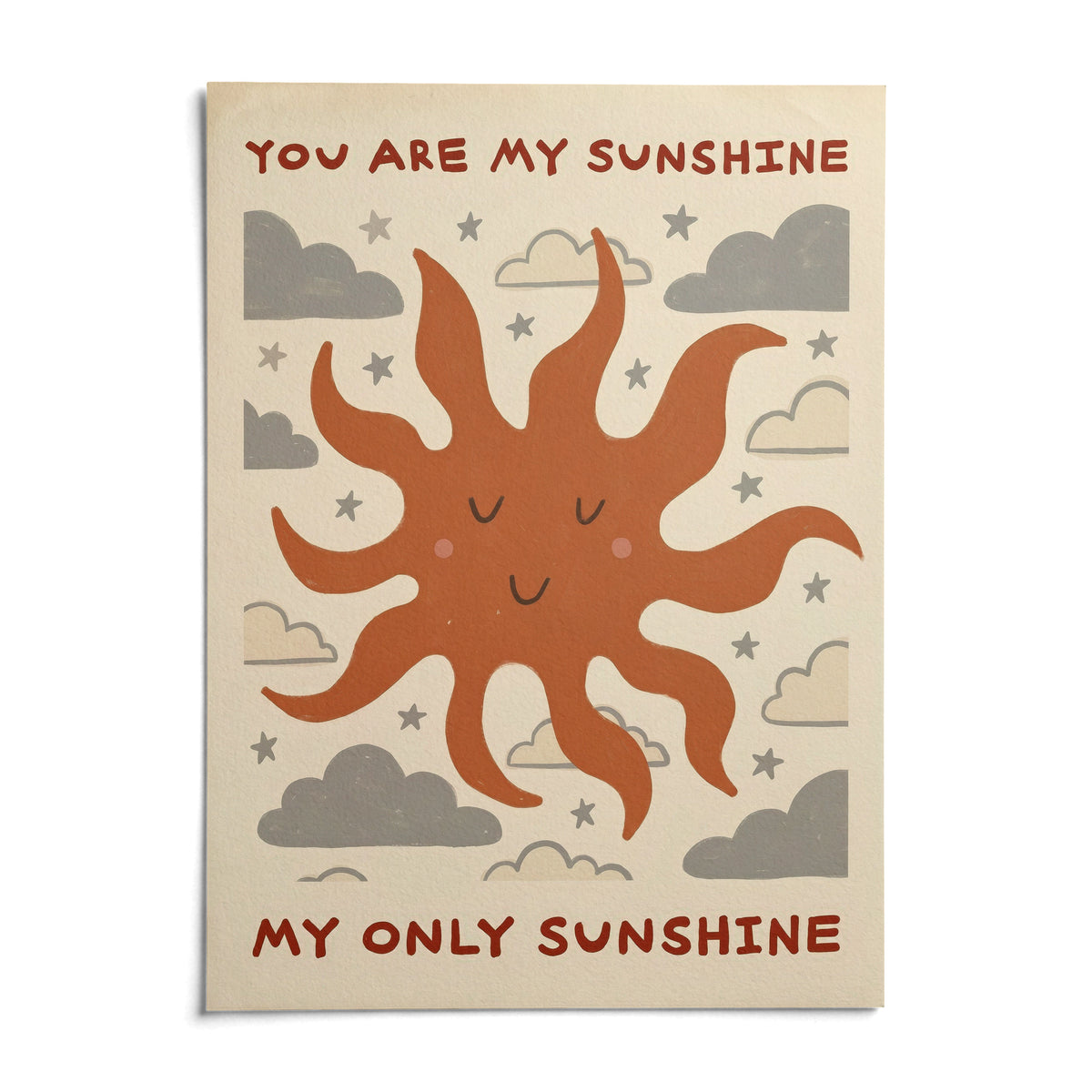 Sunshine Quote Wall Art, shown as an unframed paper print on a plain white background