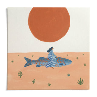 Surreal Fish Art Print, shown as an unframed paper print on a plain white background