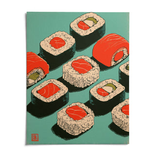 Sushi Art Print, shown as an unframed paper print on a plain white background