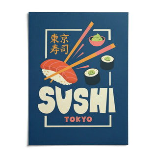 Sushi Wall Art, shown as an unframed paper print on a plain white background