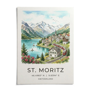Swiss Landscape Art Print, shown as an unframed paper print on a plain white background