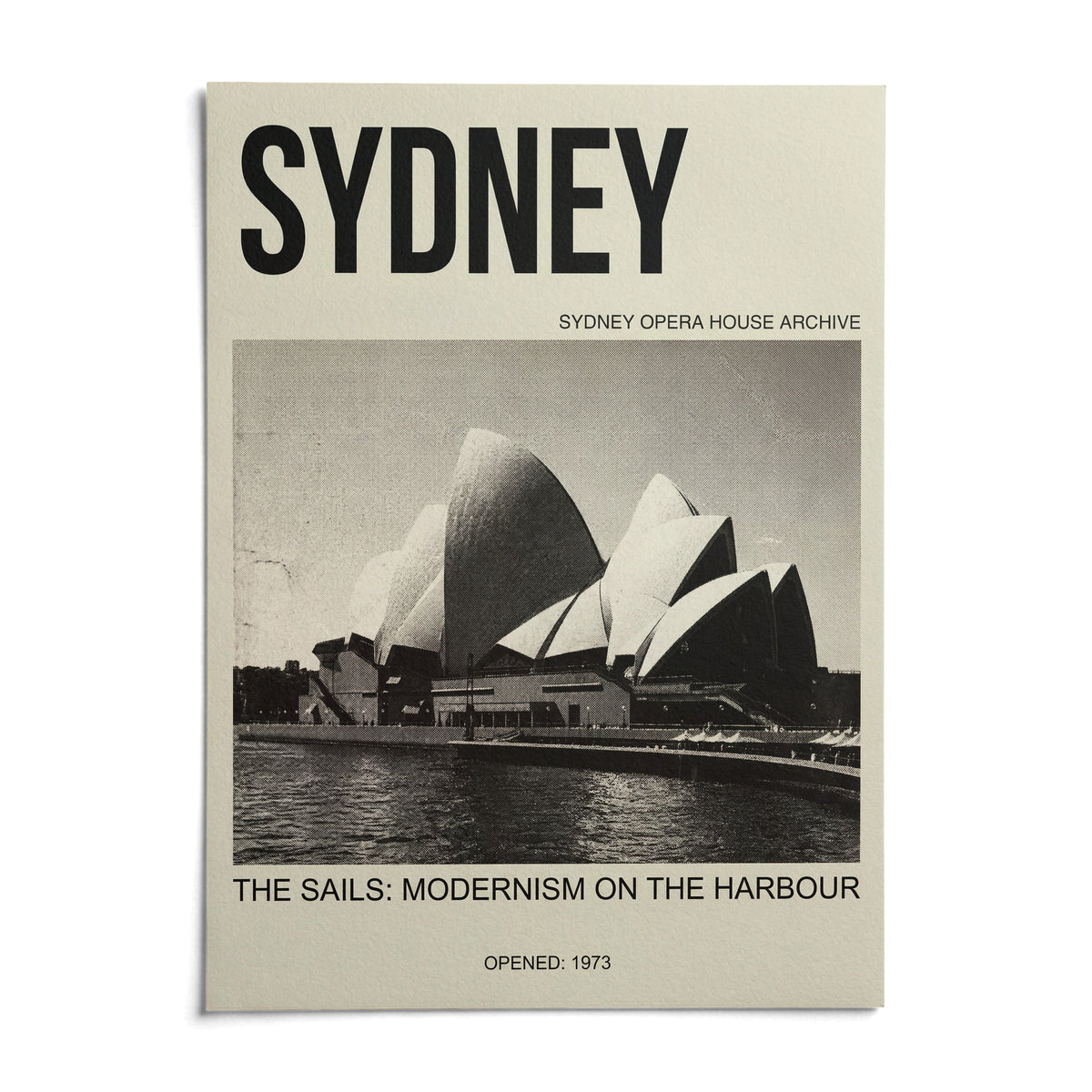 Sydney Opera House Poster, shown as an unframed paper print on a plain white background