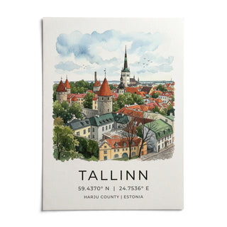 Tallinn City Wall Art, shown as an unframed paper print on a plain white background