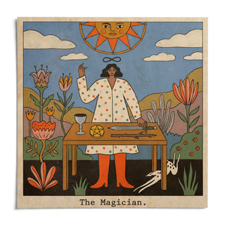 Tarot Magician Wall Art, shown as an unframed paper print on a plain white background