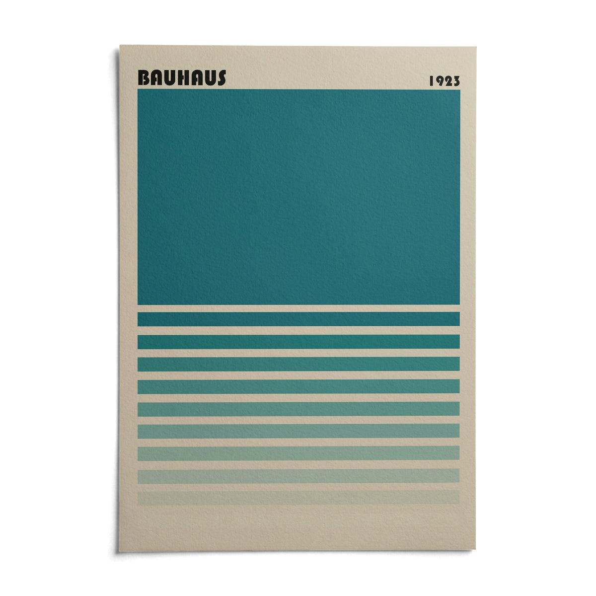 Teal Blue Gradient Wall Art, shown as an unframed paper print on a plain white background