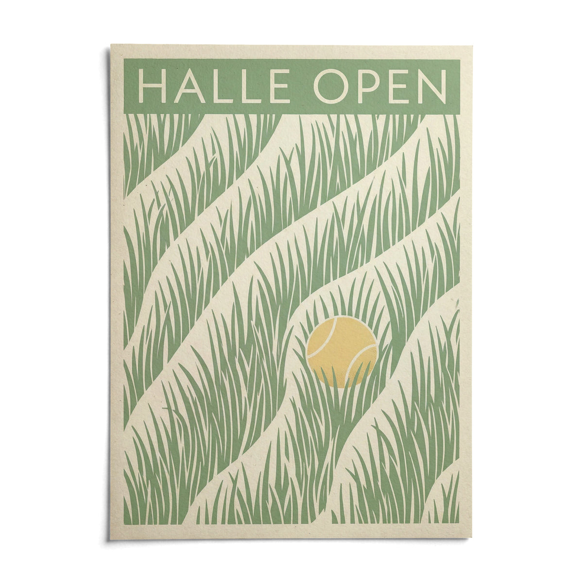 Tennis Grass Art Print, shown as an unframed paper print on a plain white background
