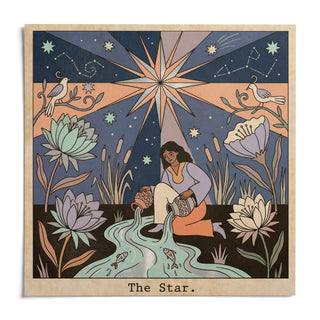 The Star Tarot Card Art, shown as an unframed paper print on a plain white background