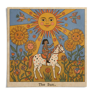 The Sun Tarot Card Art, shown as an unframed paper print on a plain white background