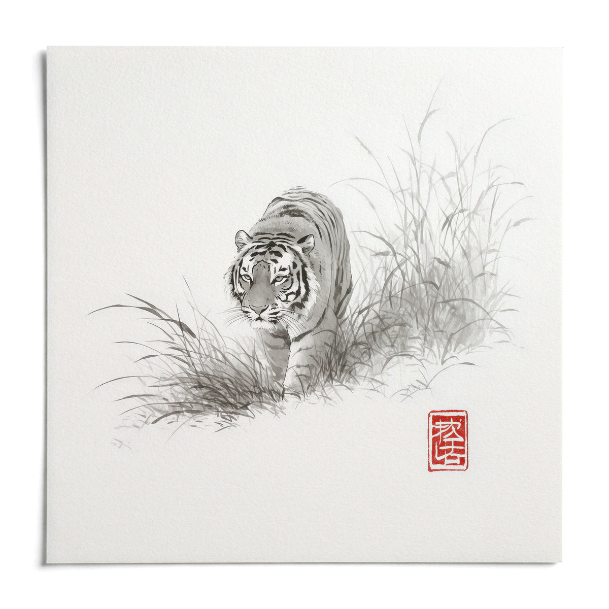 Tiger Ink Painting, shown as an unframed paper print on a plain white background