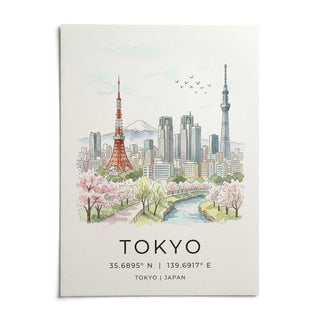 Tokyo Skyline Art Print, shown as an unframed paper print on a plain white background