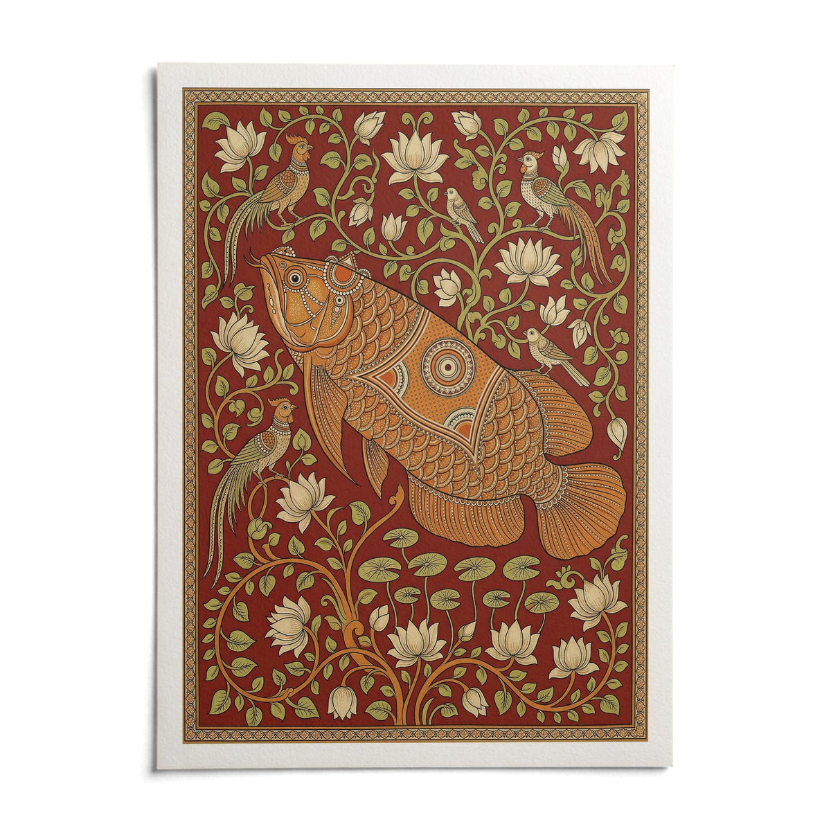 Traditional Indian Wall Art, shown as an unframed paper print on a plain white background