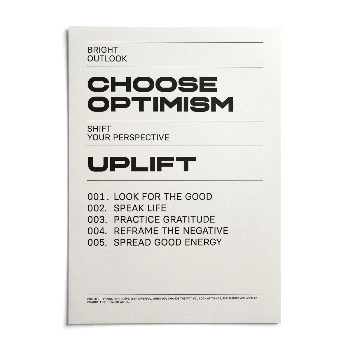 Uplifting Wall Art, shown as an unframed paper print on a plain white background