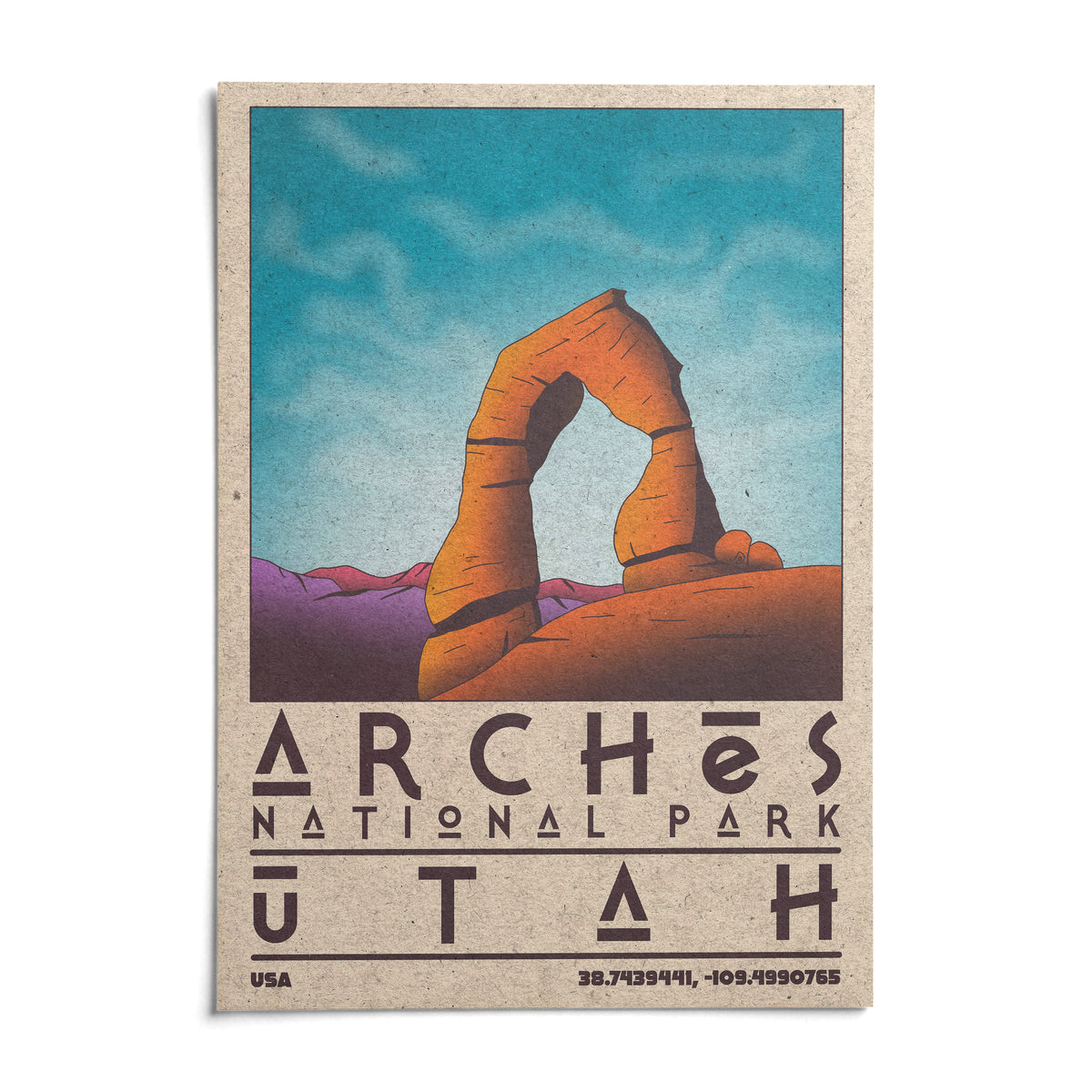 Utah Wall Art, shown as an unframed paper print on a plain white background