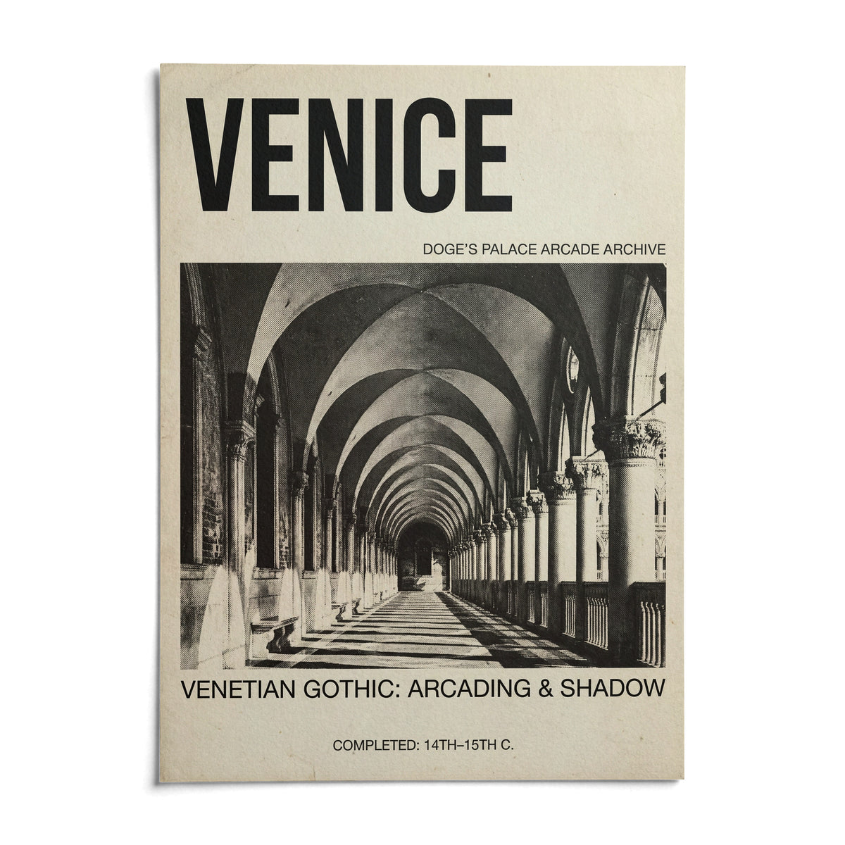 Venetian Gothic Wall Art, shown as an unframed paper print on a plain white background
