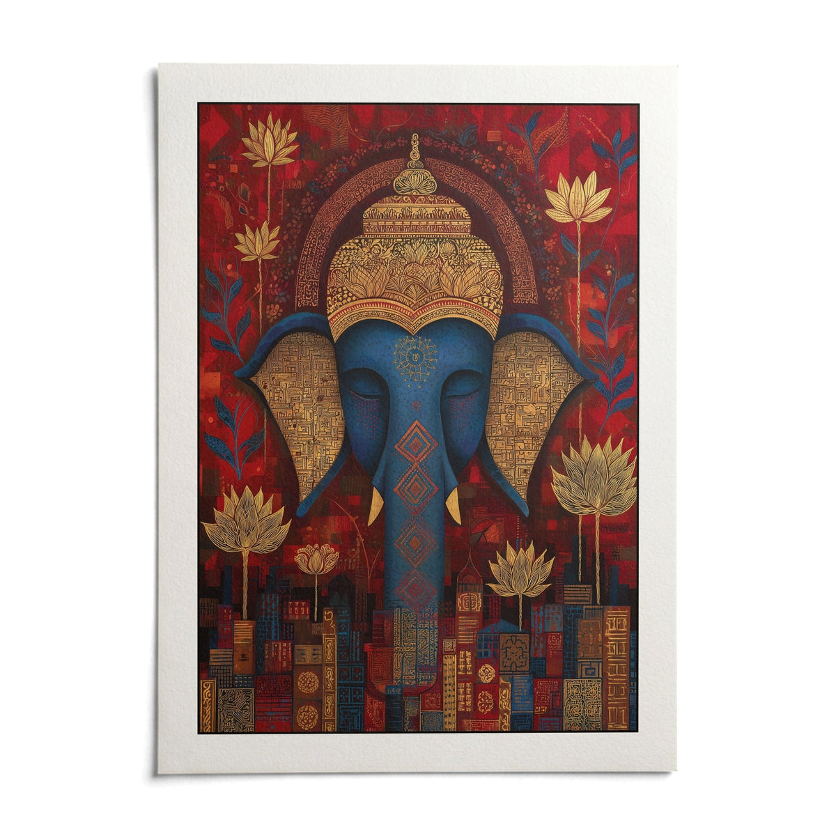 Vibrant Buddha Wall Art, shown as an unframed paper print on a plain white background