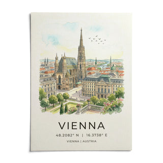 Vienna Cityscape Art Print, shown as an unframed paper print on a plain white background