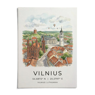 Vilnius City Print, shown as an unframed paper print on a plain white background