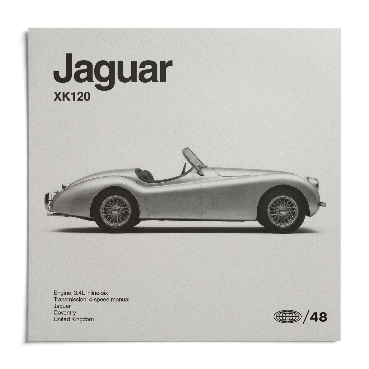 Vintage 1950s Roadster Poster, shown as an unframed paper print on a plain white background