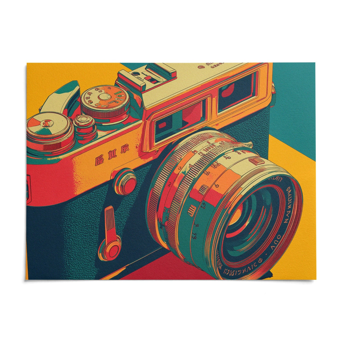Vintage Camera Wall Art, shown as an unframed paper print on a plain white background