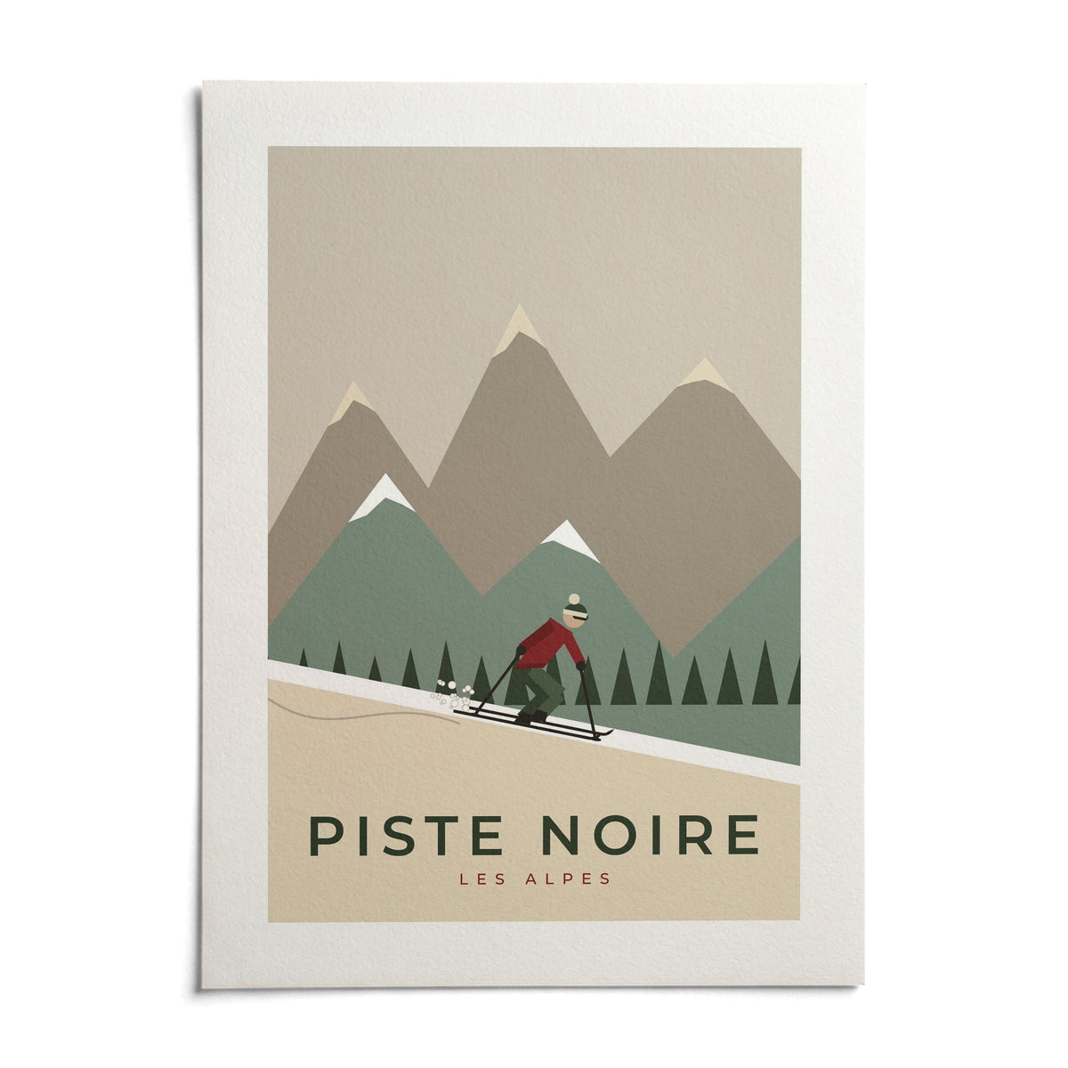 Vintage Ski Poster, shown as an unframed paper print on a plain white background