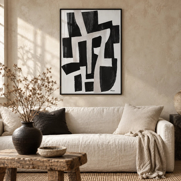 Wabi Sabi Home Decor, framed on the wall of a wabi-sabi living room