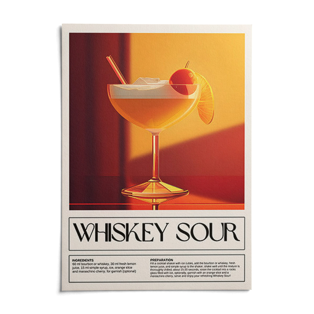 Wall Art for Bar Area, shown as an unframed paper print on a plain white background