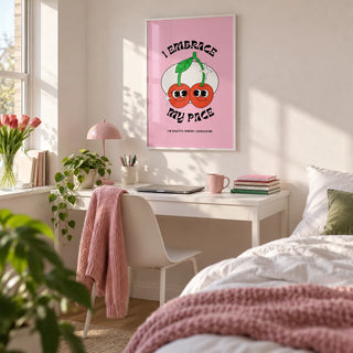 Wall Art for Dorm, framed on the wall of a bright uni room (18-21) with a white wall in a bedroom