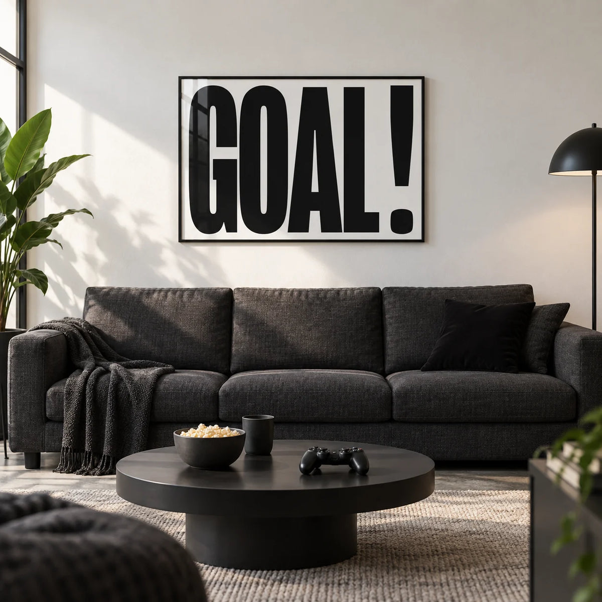 Wall Art for Games Room, framed on the wall of a modern games room with a white wall in a living room