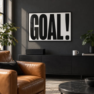Wall Art for Games Room, framed on the wall of a modern man cave with a charcoal painted wall in a living room