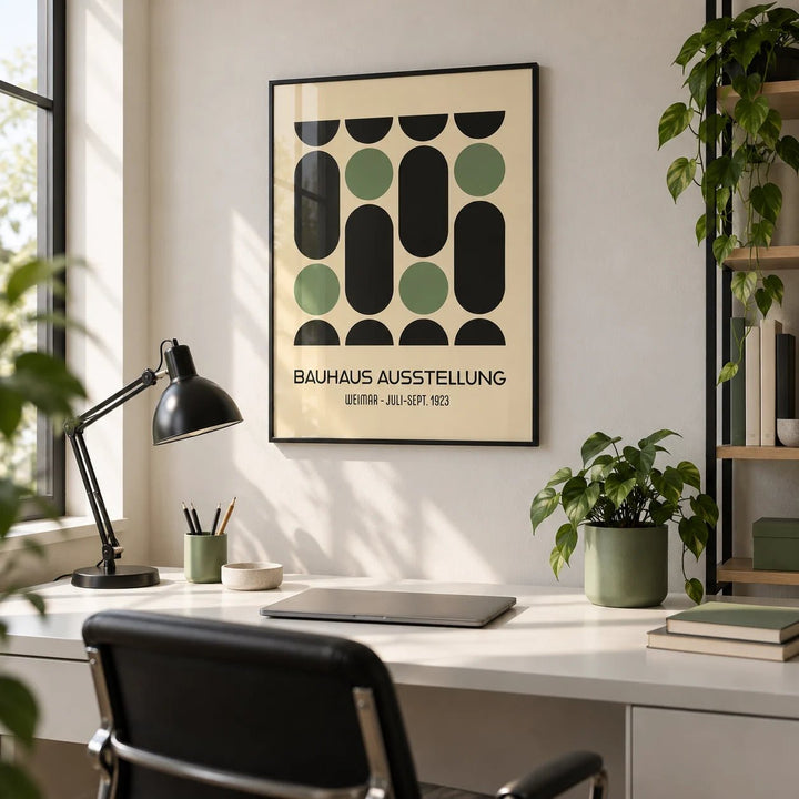 Wall Art for Office, framed on the wall of a modern home office