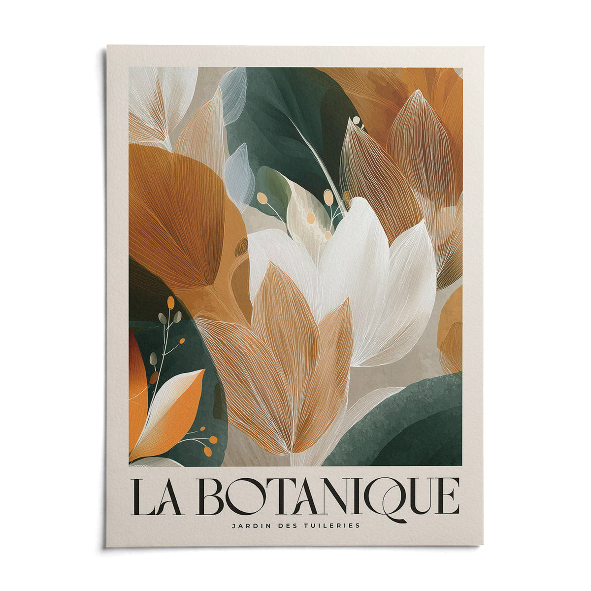 Wall Art with Leaves, shown as an unframed paper print on a plain white background