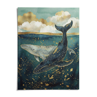 Whale Wall Art, shown as an unframed paper print on a plain white background