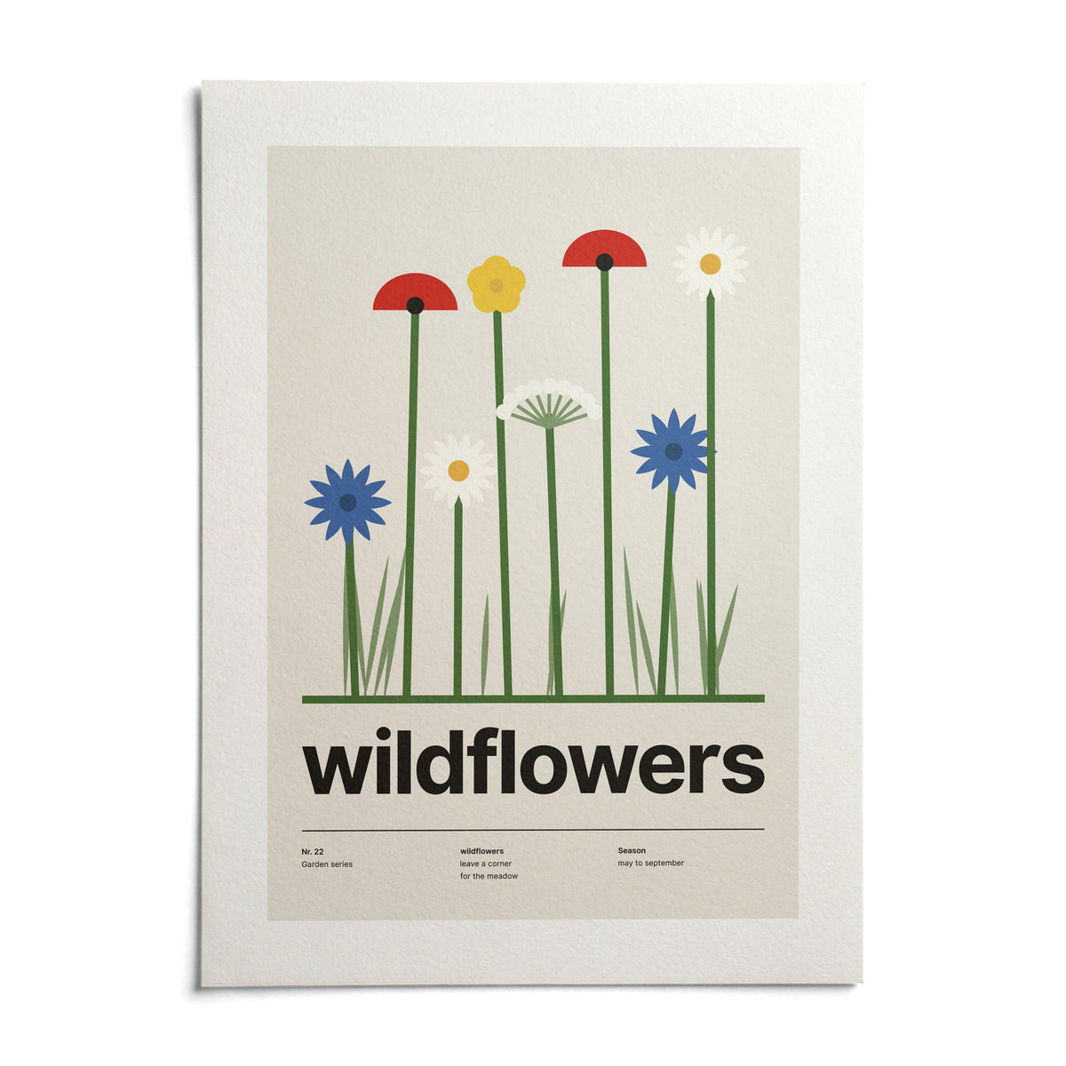 Wild Flowers Print, shown as an unframed paper print on a plain white background