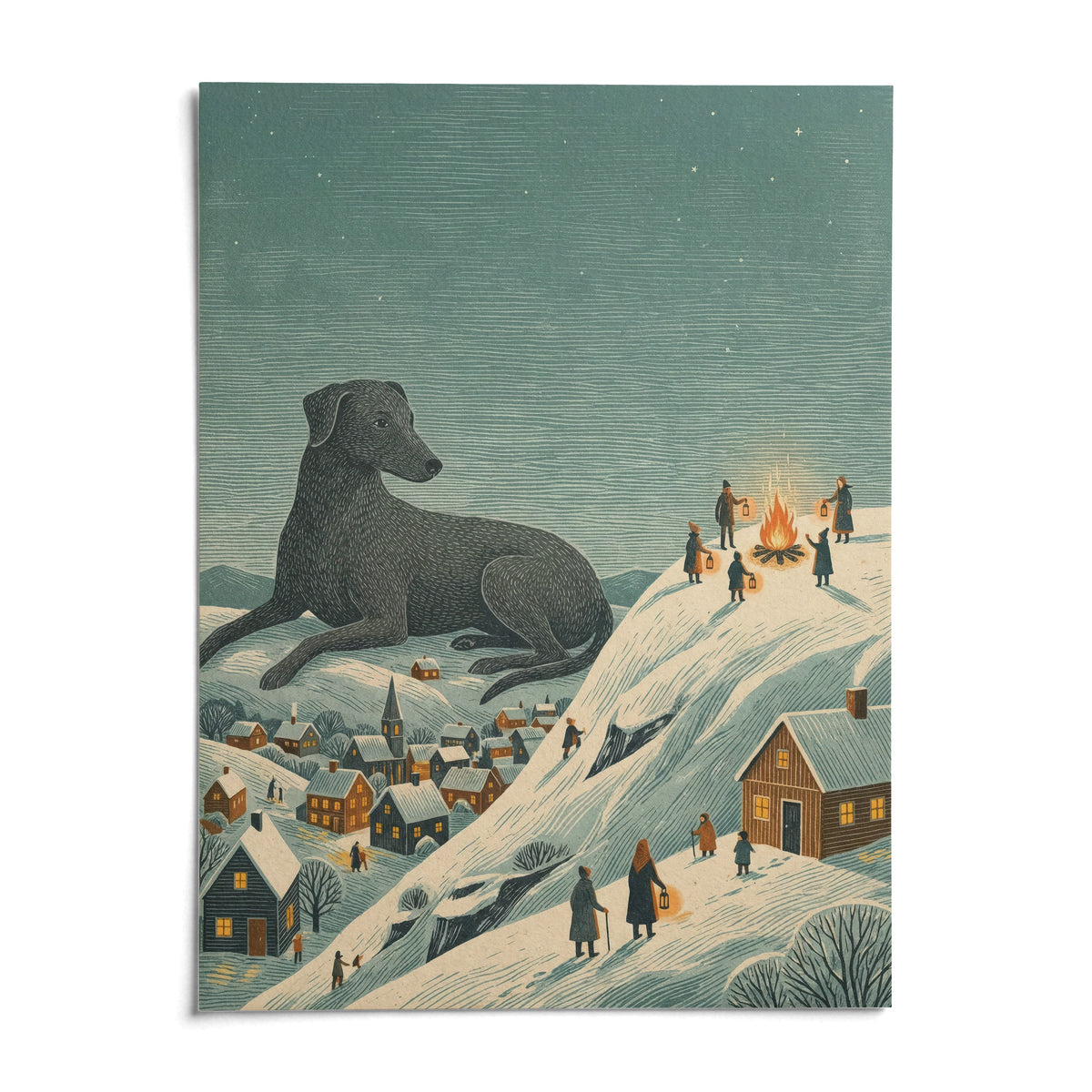 Winter Landscape Wall Art, shown as an unframed paper print on a plain white background