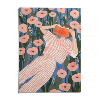 Woman Reading Art Print, shown as an unframed paper print on a plain white background