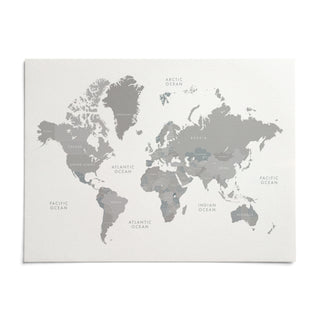 World Map Art, shown as an unframed paper print on a plain white background